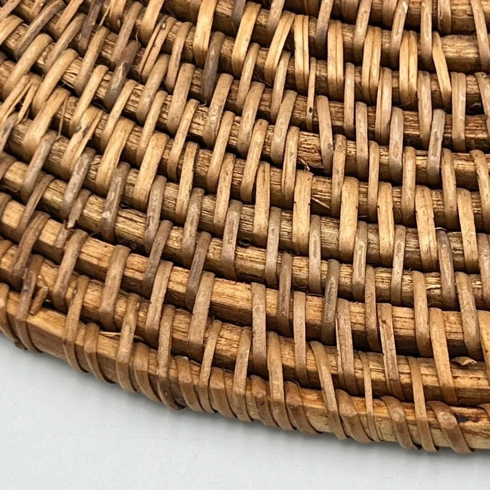 Rattan Placemat Unisex 15.5in Brown Very Good Woven Wicker Boho Decor